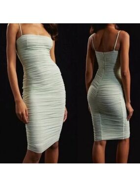 Aritzia ten by Babaton Luxor Ruched Spaghetti-Strap Midi Dress - Mint Green
